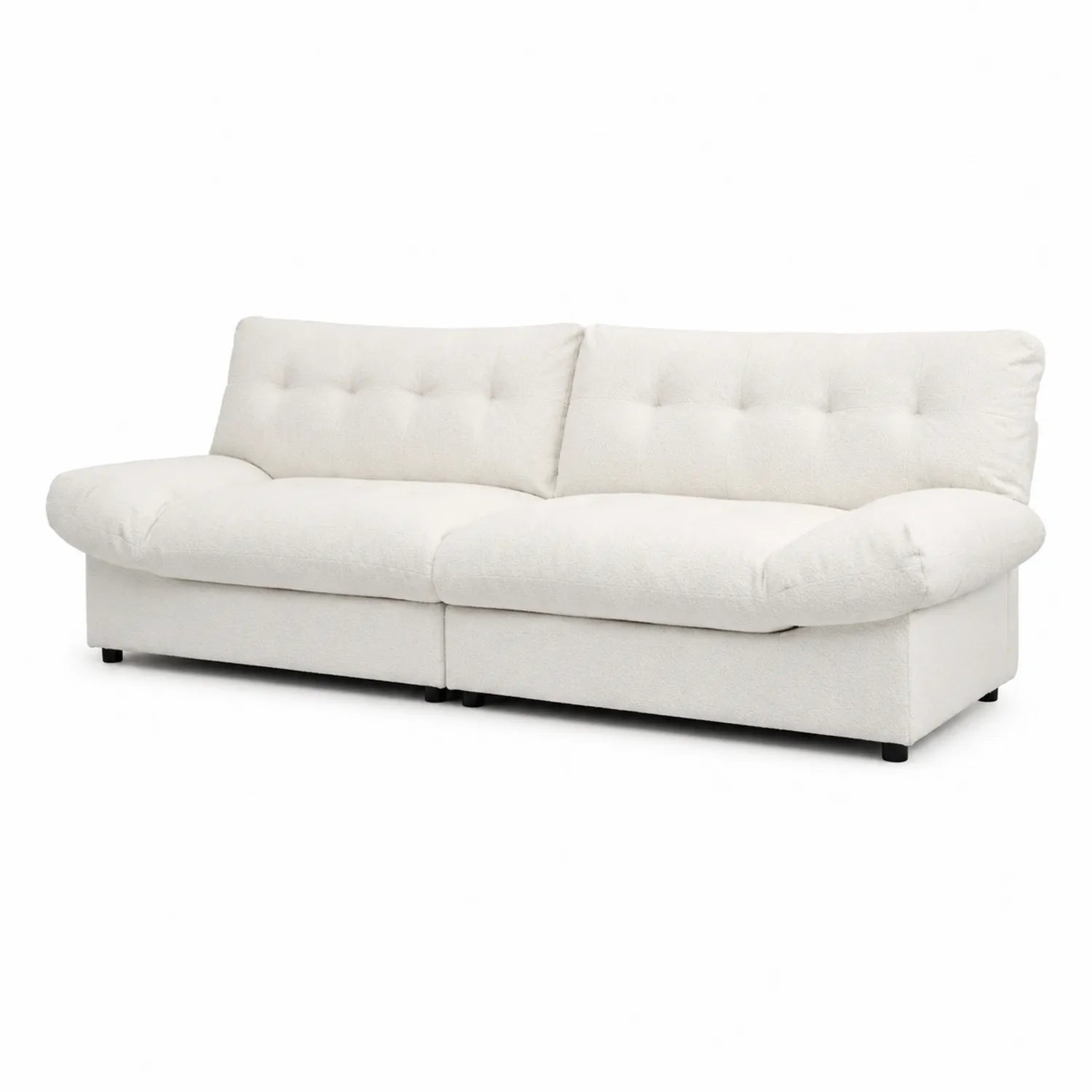 3-osobowa Sofa z Tkaniny Bouclé Biała 220x95x85 cm