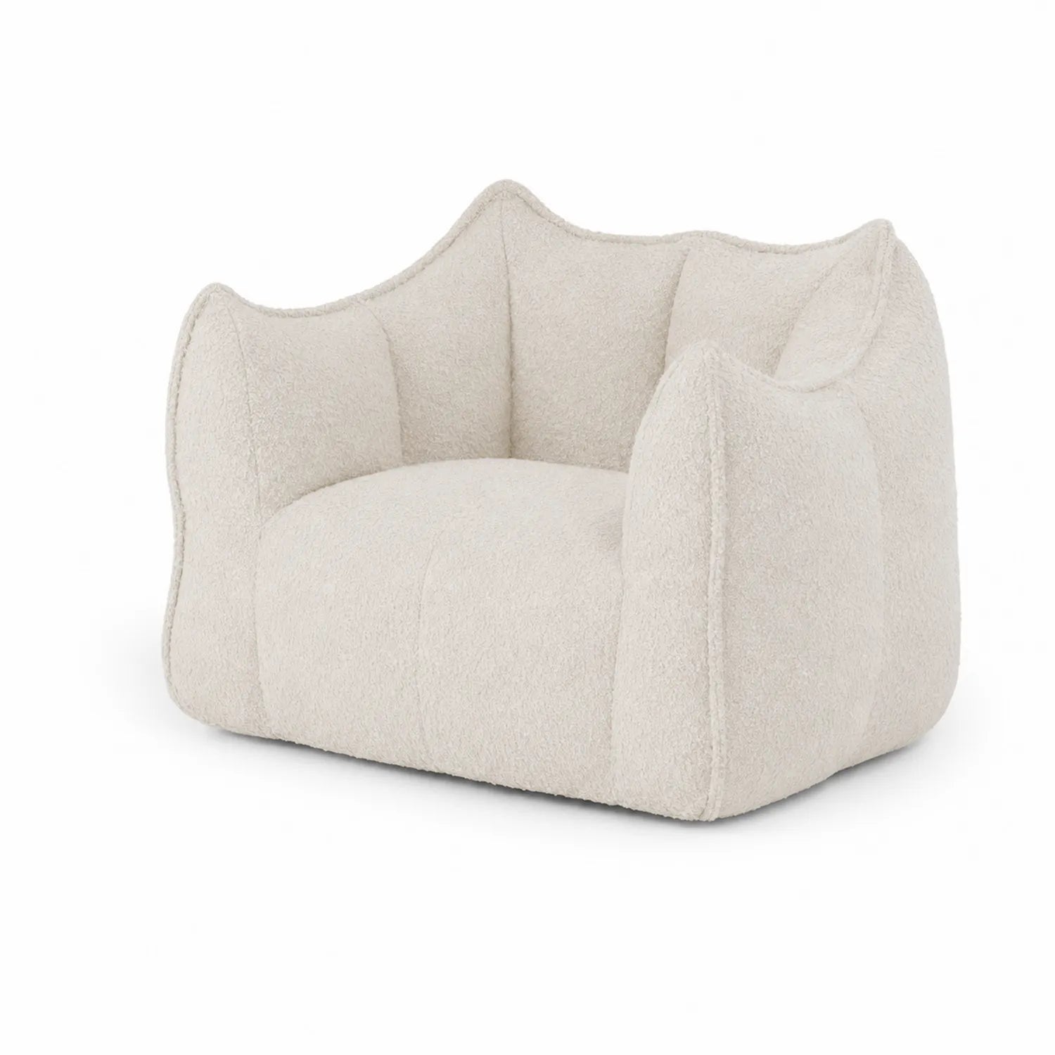 Fotel z tkaniny bouclé 90x80x75 cm Kremowy