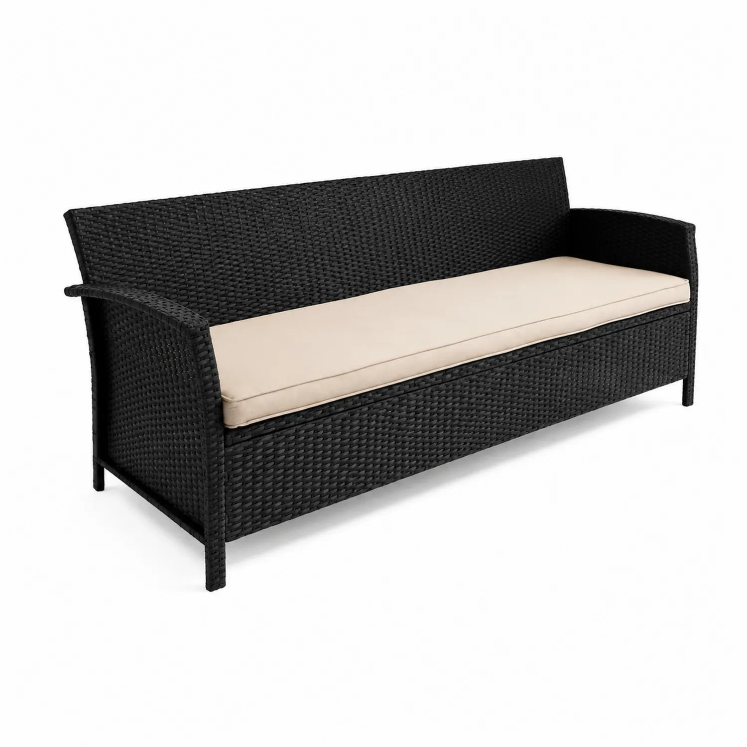 Sofa ogrodowa rattanowa z poduszką beżową