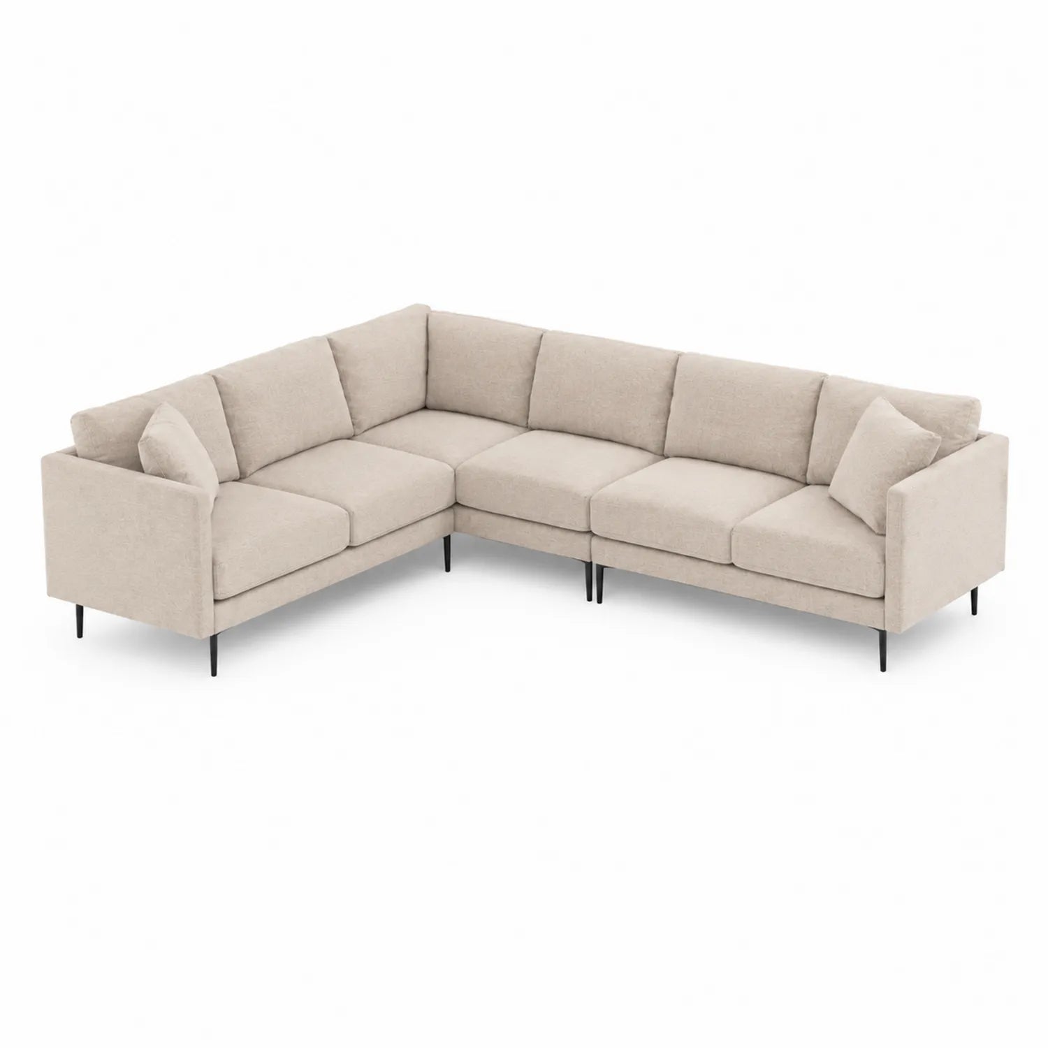 Narożnik L z tkaniny, stalowe nogi, beżowy, 300x250x85 cm