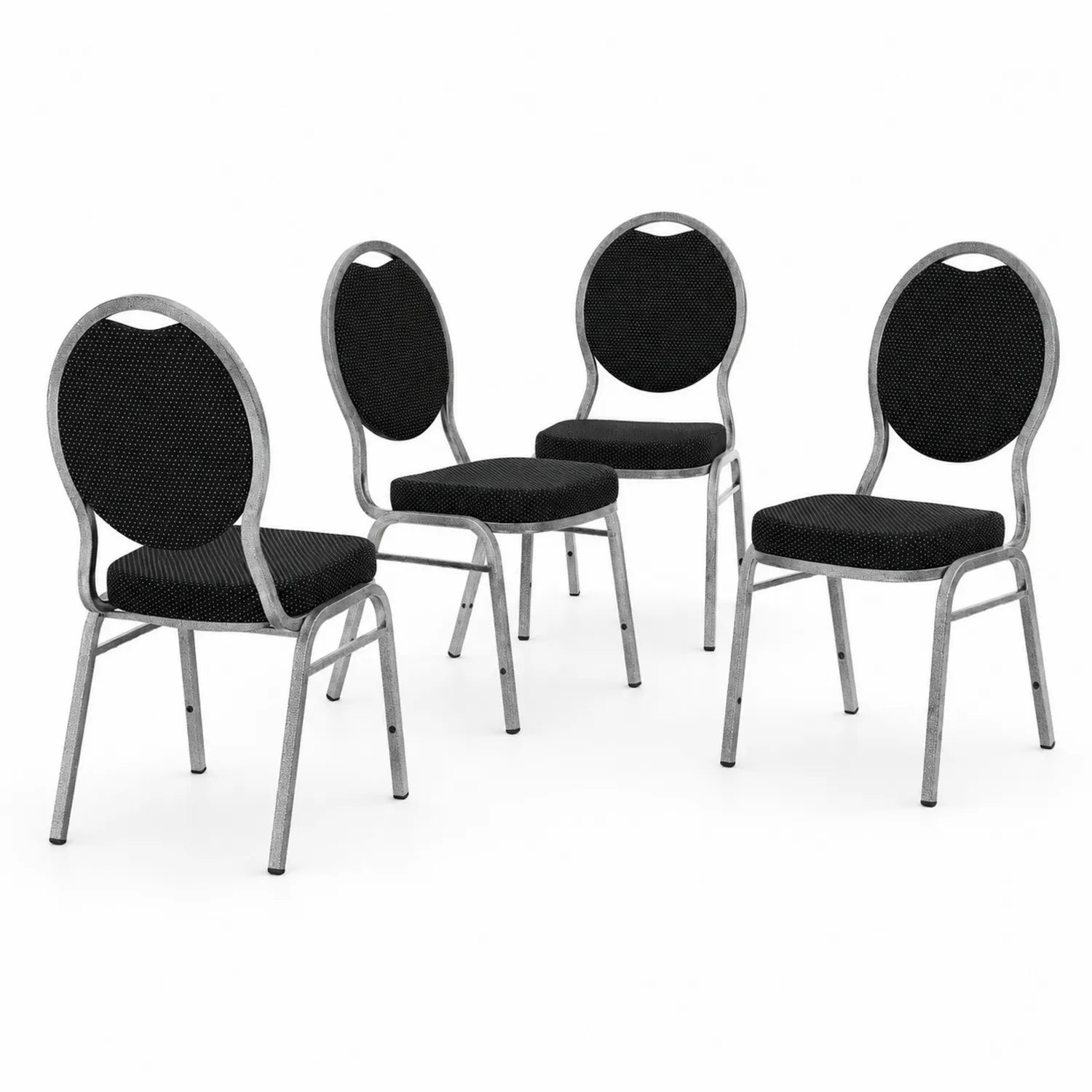 Zestaw 4 Metalowych Krzeseł Czarnych