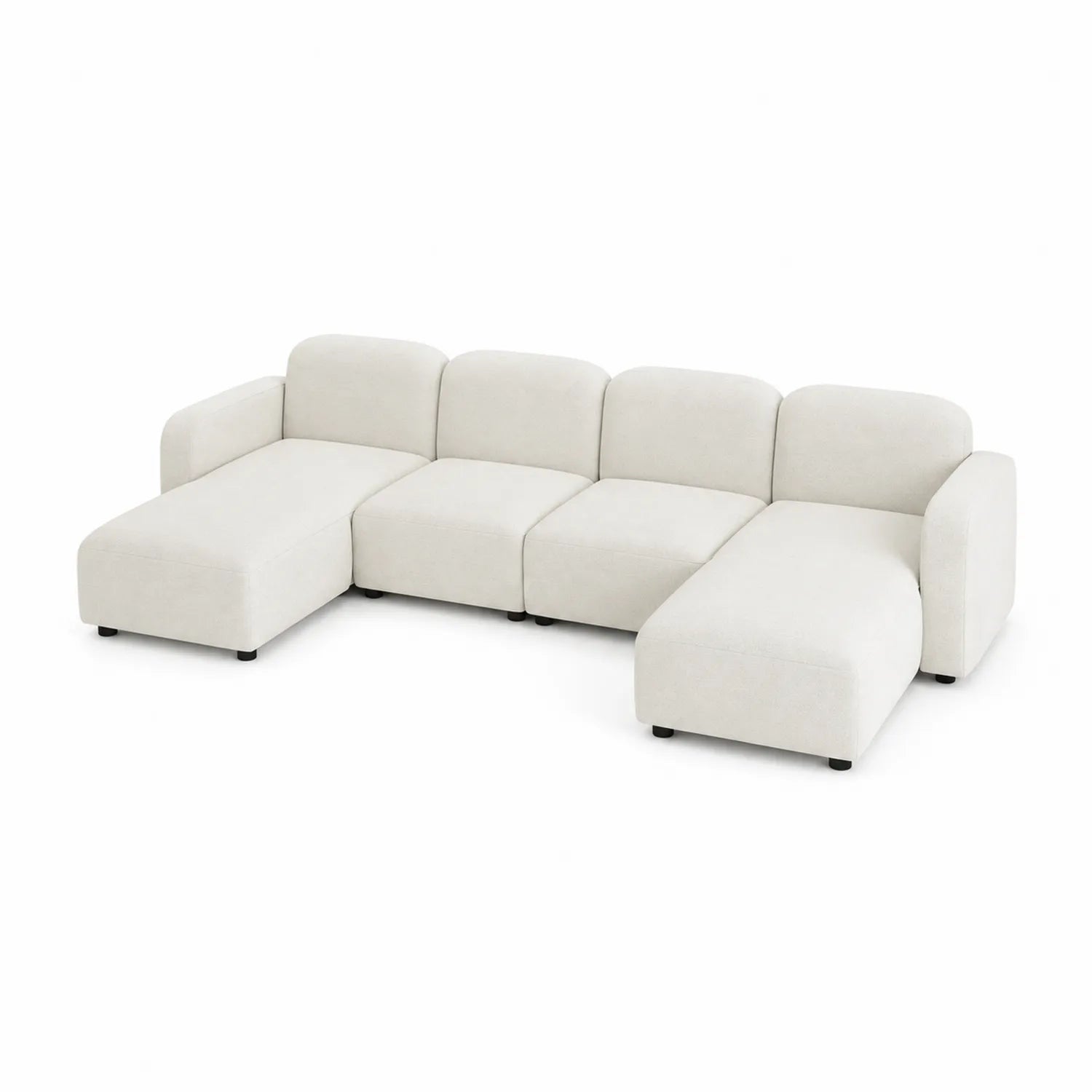 Sofa narożna modułowa z tkaniny beżowa 300 cm
