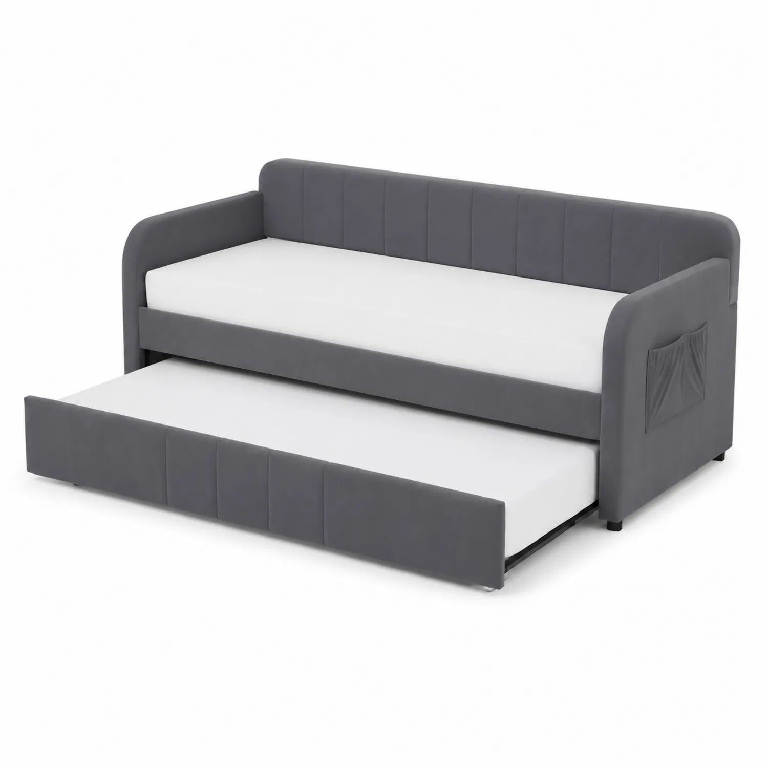 Sofa rozkładana z funkcją spania 200x90x85 cm aksamit szary