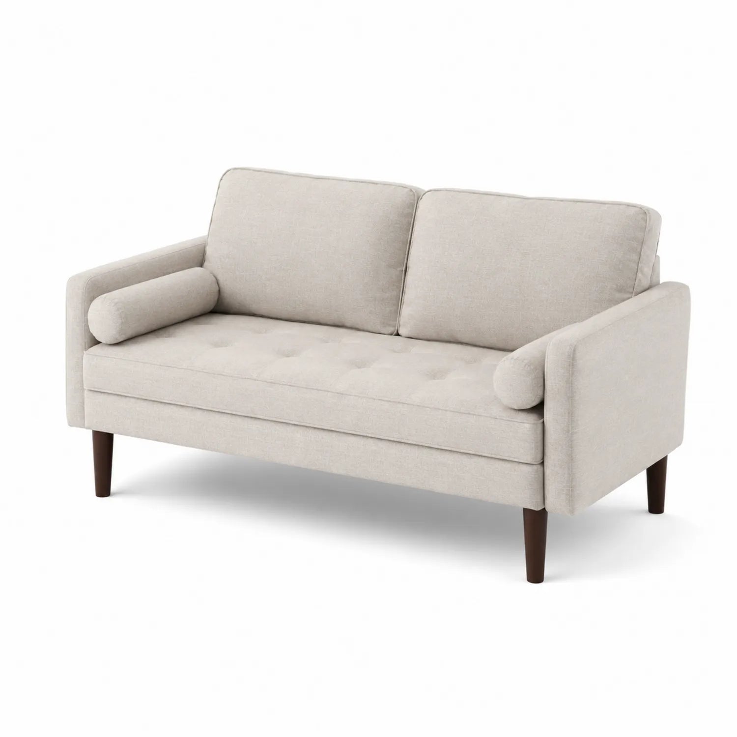 Sofa dwuosobowa tkanina poliester beżowa 150 cm