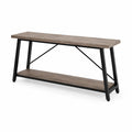 Stolik RTV z drewna dębowego i metalu 120x40x60 cm Brązowy