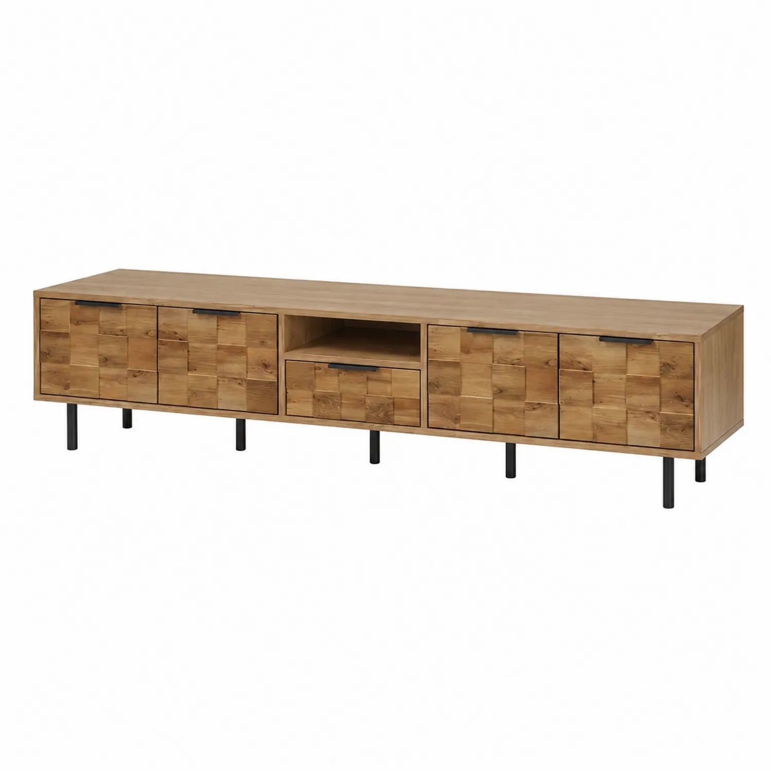 Szafka RTV z drewna akacjowego i metalu 180x40x50 cm