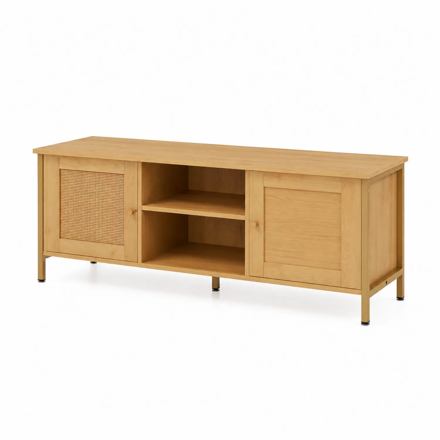 Szafka RTV z drewna jesionowego z półkami 120x40x50 cm Jasny Brąz