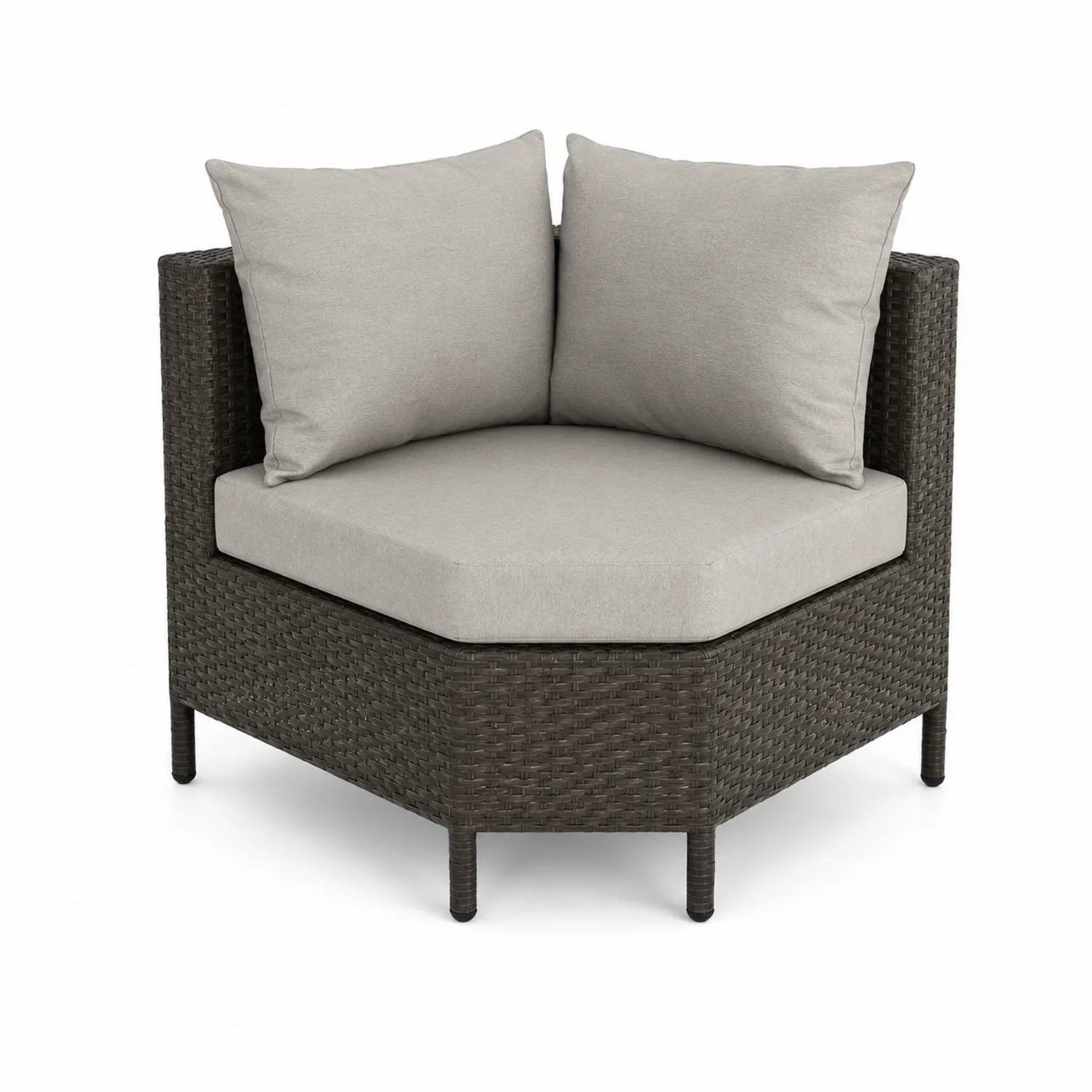Rattanowa narożna sofa z poduszkami, stalowa rama